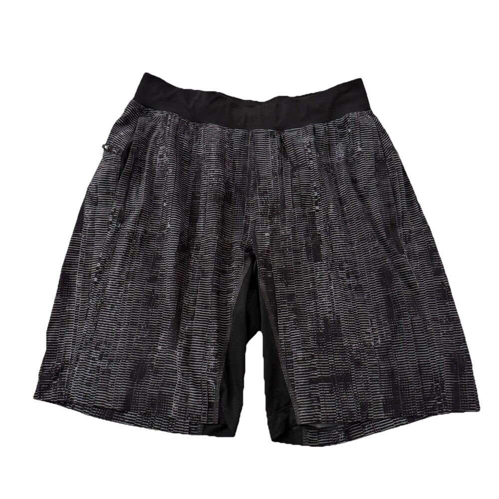 Lululemon Shorts Mens Medium Black Gray Unlined Athletic Drawstring Stretch